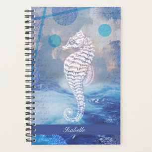 Agenda Elegante Vintage Cavalo Azul Oceano Azul Nome das