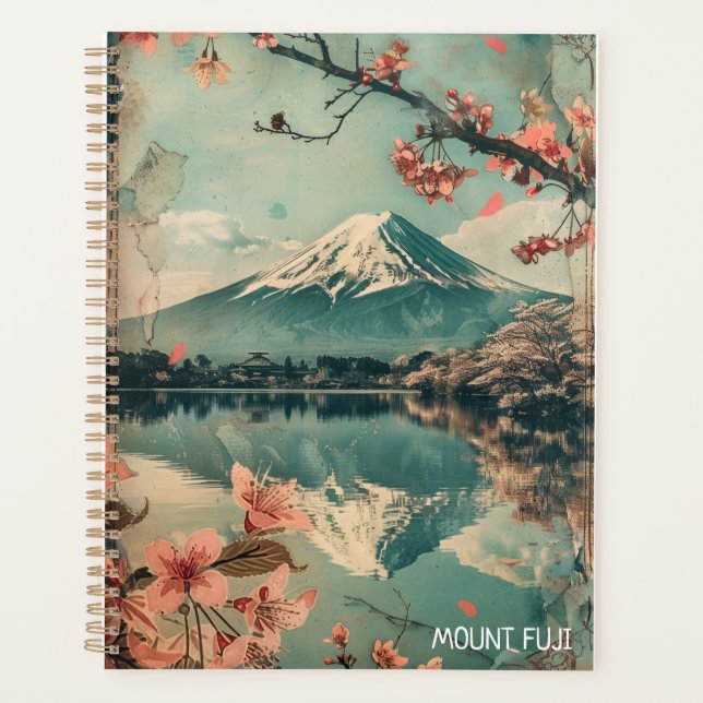 Agenda Elegante Vintage Monte Fuji Japão Viagem (Frente)