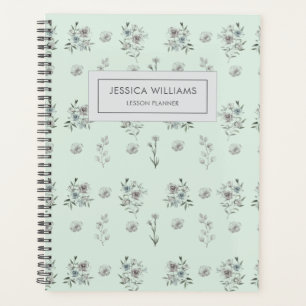Agenda Elegante Vintage Watercolor Lição de Professor Flo