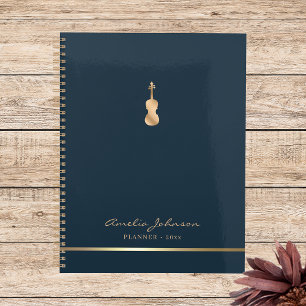 Agenda Elegante Violin Music Blue Dourado 2026