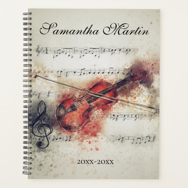 Agenda Elegante Violin Sheet Music Watercolor (Frente)