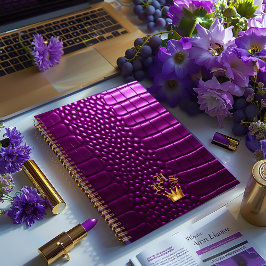 Agenda Elegante Vívido Roxo Crocodilo Crocodilo Roxo Mono