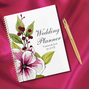 Agenda Elegante Watercolor Berry Floral Weding Planner