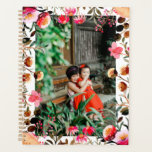 Agenda Elegante Watercolor Floral Cor Rosa Foto Verde Flo<br><div class="desc">Planeador de Fotos Personalizado de Cor Floral Verde Floral,  Cor Rosa Elegante e Vermelha</div>