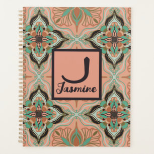 Agenda Elegante Watercolor Marroquino Rosa Floral