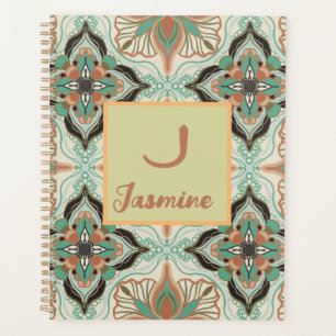 Agenda Elegante Watercolor Marroquino Verde Floral