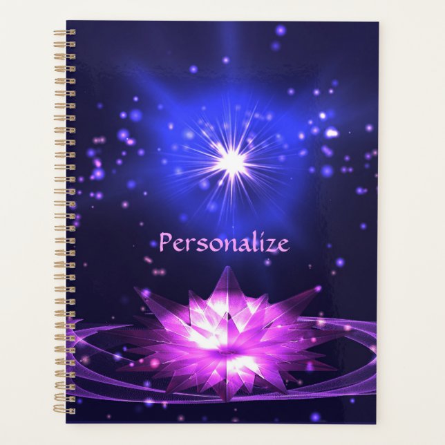 Agenda Elegante Zen Purple Crystal Lotus Flower (Frente)
