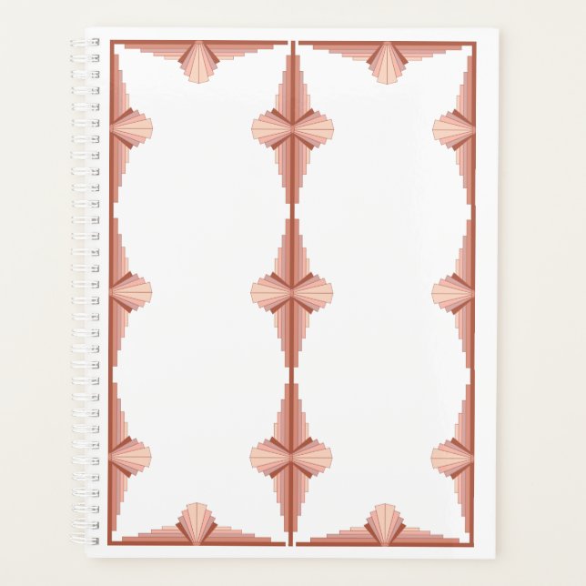 Agenda Elementos de arte deco numa paleta dourada rosa (Frente)