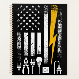 Agenda Eletricista Lineman da Bandeira Americana Trabalha