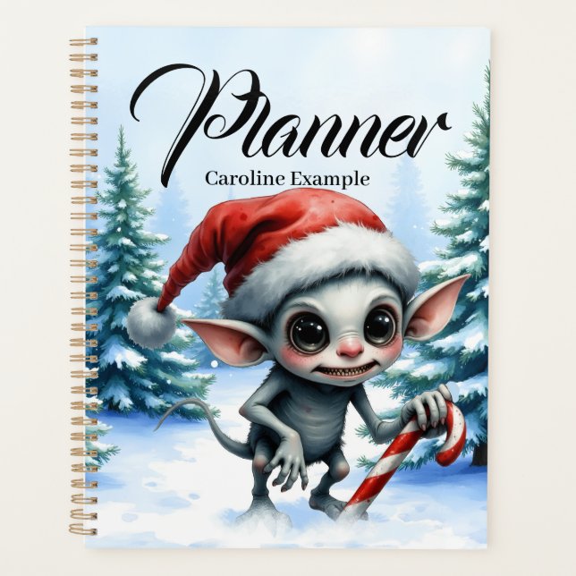Agenda Elfo de Natal com Candy Cane. (Frente)
