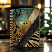 Emerald Green Black Gold Animal Print 