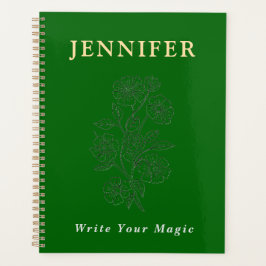 Agenda Emerald Green Custom Name Notebook – Fresh & Elega