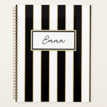 Emma Stripe Weekly Planner a preto e branco
