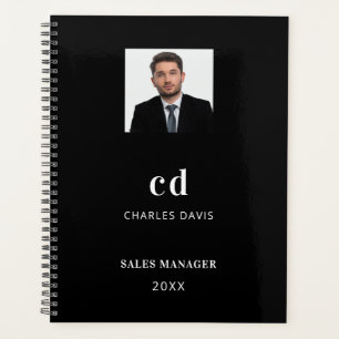 Agenda Empresa de fotos com iniciais de nome branco preto