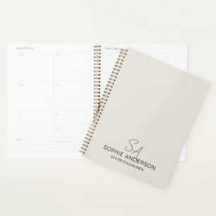 Agenda Empresa Profissional de Monograma Personalizado Mo