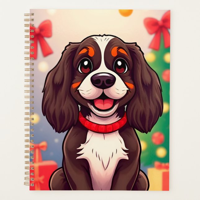Agenda Enfeite de Natal de Cachorro Fofo Presente Planeja (Frente)