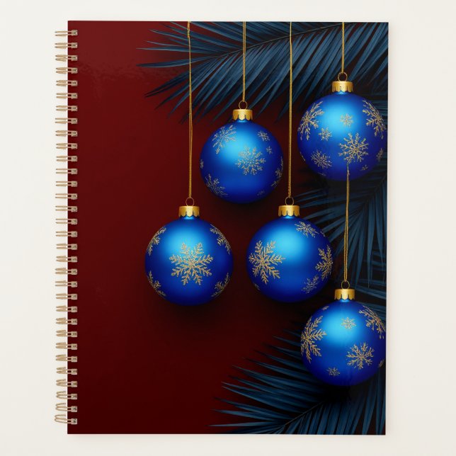 Agenda Enfeites de Natal Azuis Elegantes (Frente)