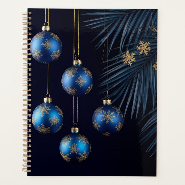 Agenda Enfeites de Natal Azuis Elegantes (Frente)
