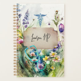 Agenda Enfermeira Boho Watercolor Estudante Floral de Flo