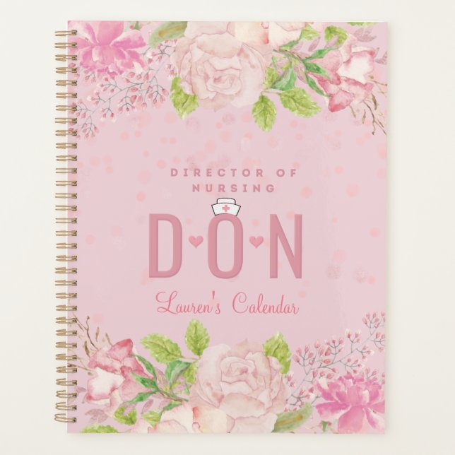 Agenda Enfermeira DON Planner de Diário Floral Personaliz (Frente)