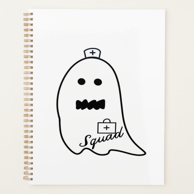 Agenda Enfermeira Fantasma Fofa Halloween Desenho à Mão E (Frente)