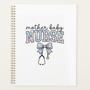 Agenda Enfermeira Mãe Bebê Camisa com Laço Floral Design_
