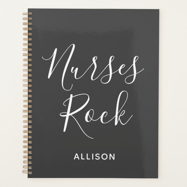 Agenda Enfermeiras Rochosas E Script Branco Personalizado (Frente)