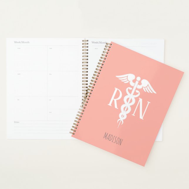 Agenda Enfermeiro Registrado Coral Médico Rosa Personaliz (Exibição)