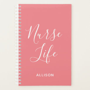 Agenda Enfermeiro, rosa médico e branco personalizado