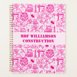 Agenda engenheiro de arquitetura moderna e cor-de-rosa