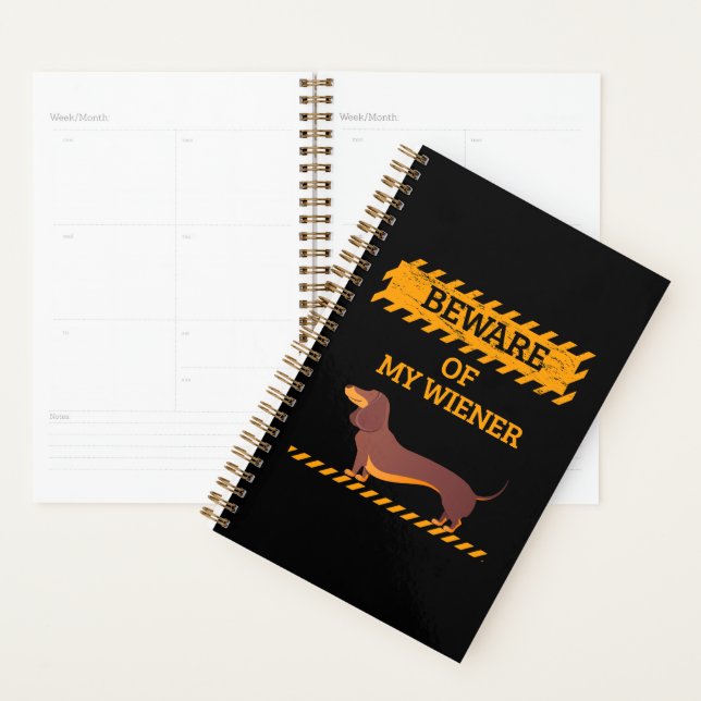 Agenda Engraçado Cachshund Cachorro Cuidado com o meu pre (Exibição)