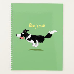 Agenda Engraçado Cão da Borda Collie executando desenho