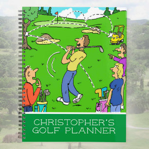 Agenda Engraçado desenho animado de golfistas.