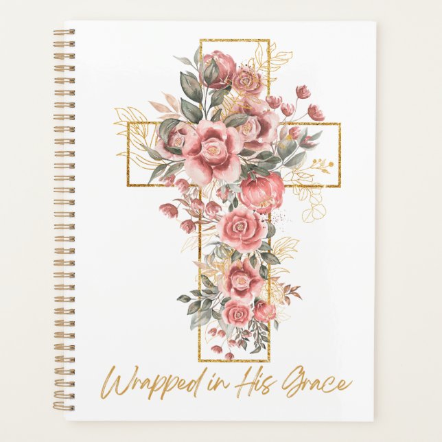 Agenda Enrolado em Sua Páscoa de Grace Cross Floral (Frente)