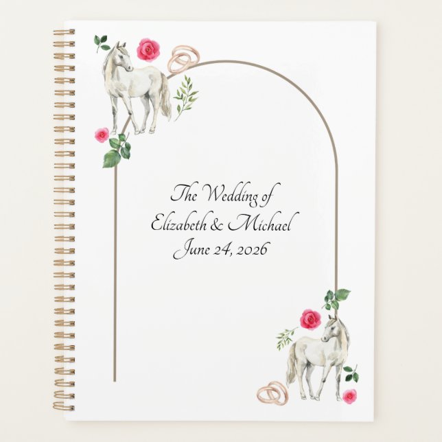 Agenda Equestrian Pink Floral Wedding Planner (Frente)