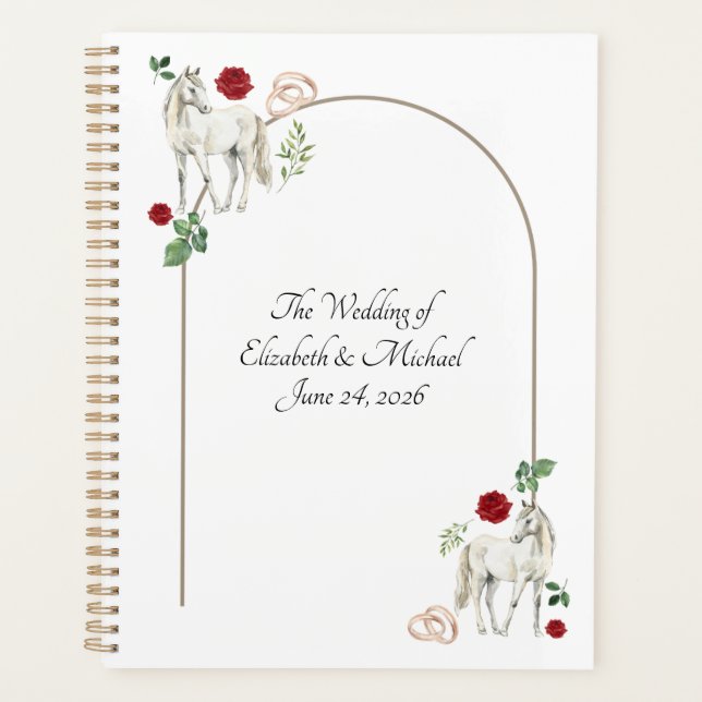 Agenda Equestrian Red Floral Wedding Planner (Frente)