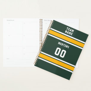 Agenda Equipe Esportiva Seu Nome Número Verde Dourado Bra