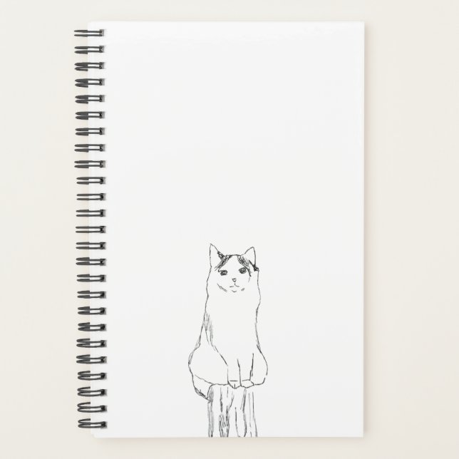 Agenda Esboço de Gato Fofo Moderno (Frente)