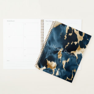 Agenda Esbranquiçado Dourado azul-ocidental