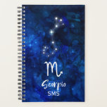 Agenda Escorpião Zodiac Constelação Azul Galáxia Monogram<br><div class="desc">Escorpião Zodiac Constelação Azul Galáxia Monograma Design com Fonte de Script Bruto em tendências, textura de fundo celestial azul escuro, constelação de estrela brilhante e o símbolo Scorpion. Moderno Sinal Astrológico Horoscópio de Nascimento, é perfeito para qualquer Aniversário Escorpião de 23 de outubro a 21 de novembro! Com as primeiras...</div>