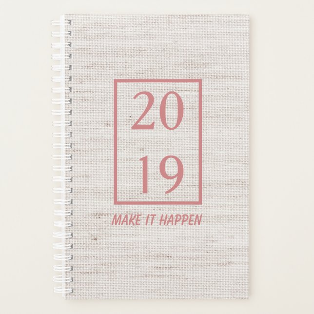 Agenda Escova Linen 2019 Faça Acontecer (Frente)