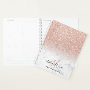 Agenda Escrito com dourado rosa do Makeup monograma