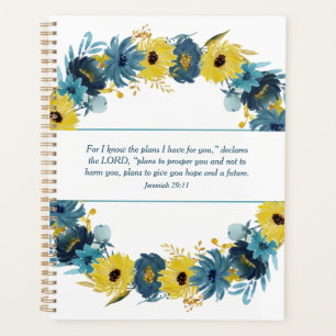 Agenda Escritura Cristã Dourada de Outono Azul