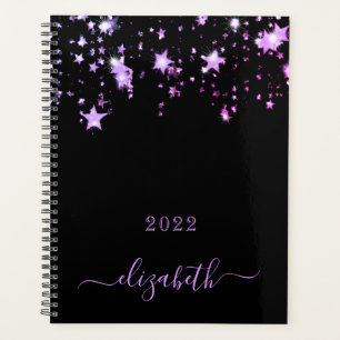 Agenda Escrivão roxo preto com o nome do monograma