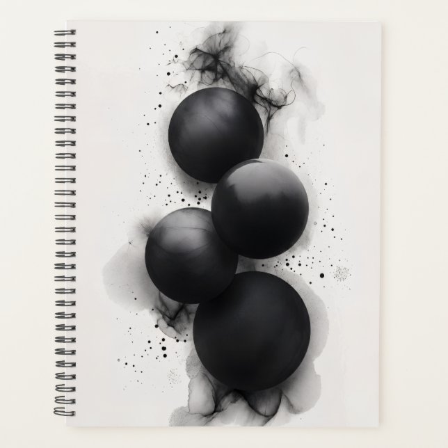 Agenda Esferas Pretas Arte Abstrata Moderna (Frente)