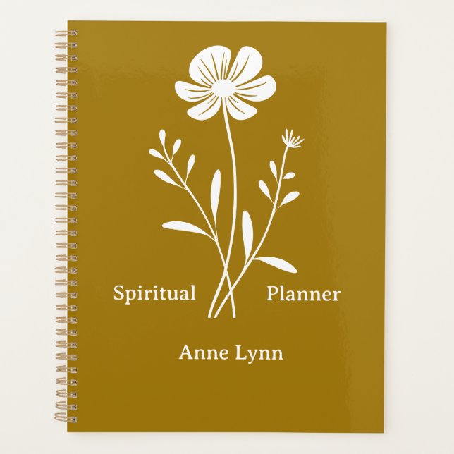 Agenda Espiritual de Nome Personalizado Dourado (Frente)