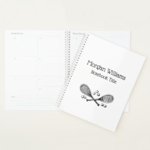 Agenda Esportes Vintage Raquetes de Tênis Cruzadas Bolas