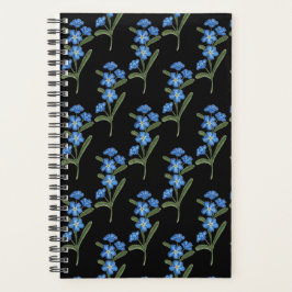 Agenda Esquece-me de não planner de flores - Padrão preto