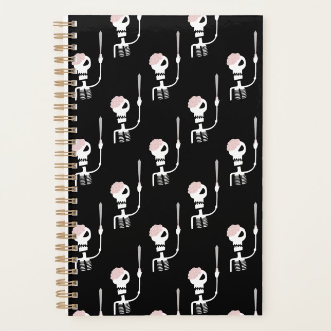 Agenda Esqueleto de Halloween com uma espada  (Frente)