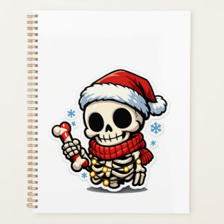 Agenda Esqueleto de Natal Fofo Segurando Cana-de-Açúcar K